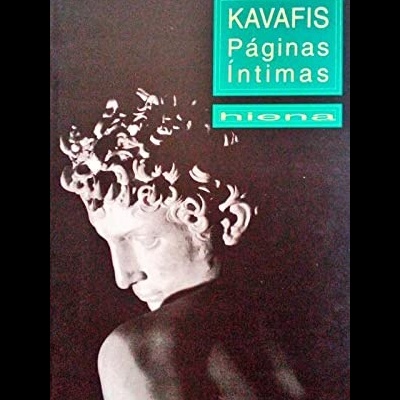 Capa do livro KAVAFIS Páginas Íntimas com busto clássico em fundo castanho