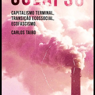 Capa de livro com título COLAPSO e imagem de chaminé a libertar fumo cor-de-rosa