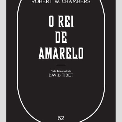 Capa de livro preto com texto branco 'O REI DE AMARELO'
