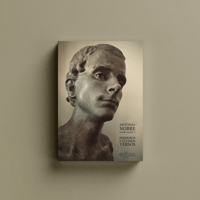 Capa de livro bege com escultura de busto masculino em cinza e preto e texto preto