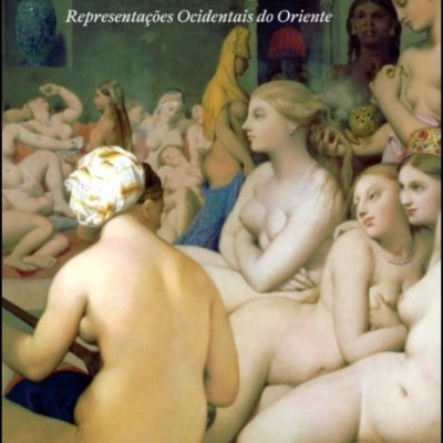 Capa de livro Orientalismo com pintura clássica de mulheres nuas e texto de título e autor
