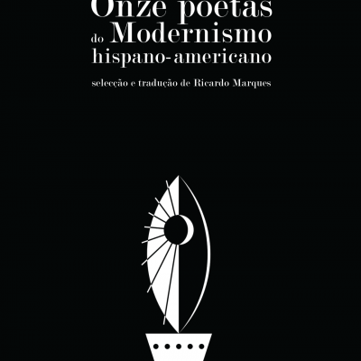 Capa preta de livro com título branco e ilustração de escultura abstrata branca