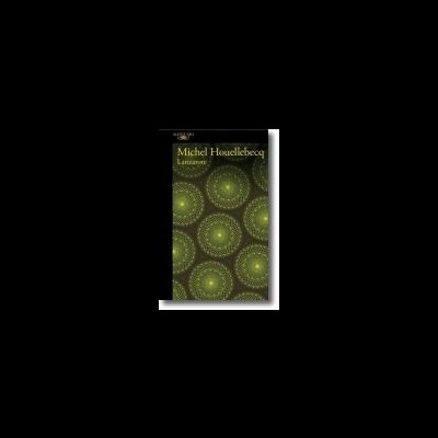 Capa de livro 'Lanzarote' de Michel Houellebecq com padrão circular verde e amarelo