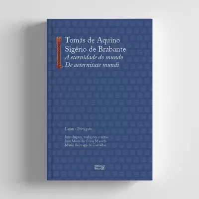 Capa de livro azul com texto branco e dourado e padrão discreto
