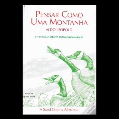 Capa de livro Pensar Como Uma Montanha com ilustração de gansos verdes