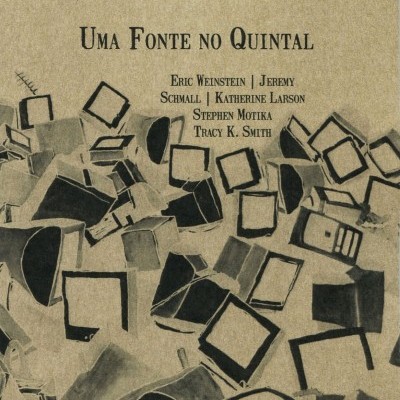 Capa do livro 'Uma Fonte no Quintal' com telemóveis desenhados e nome dos autores.