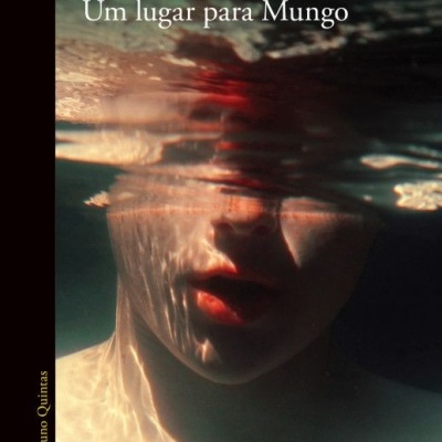 Capa de livro com rosto submerso em água e título Um lugar para Mungo