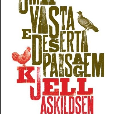 Capa de livro estilo tipografia com desenhos de pombo e galo