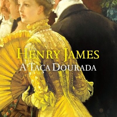 Capa de livro com pintura de mulher em vestido amarelo e homens ao fundo, título do livro e nome do autor.