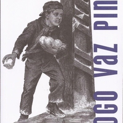 Capa do livro O Anticrítico de Diogo Vaz Pinto com ilustração de rapaz a lançar pedra.