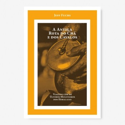 Capa de livro laranja com título e imagem a sépia de mão segurando objeto redondo