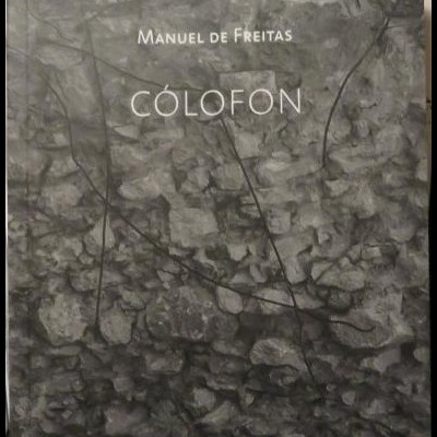 Capa de livro cinzenta com textura de parede pedras e texto em branco