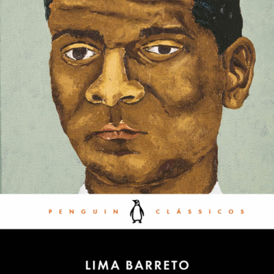 Capa do livro Triste Fim de Policarpo Quaresma de Lima Barreto com ilustração de rosto masculino