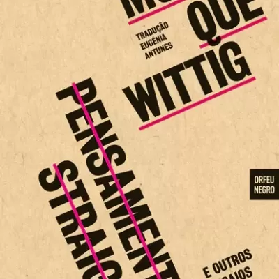 Capa de livro com texto em preto e sublinhado rosa em fundo bege