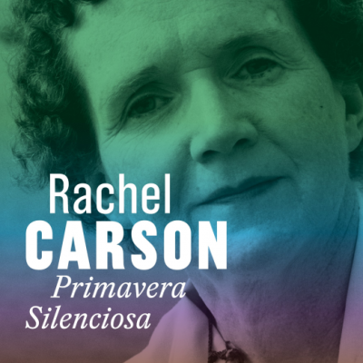 Capa do livro 'Primavera Silenciosa' de Rachel Carson com retrato de mulher encaracolada