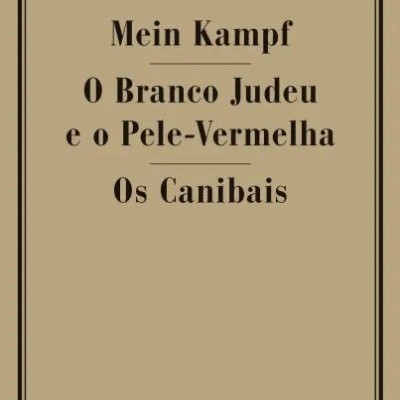 Capa de livro bege com texto em preto e títulos vários.