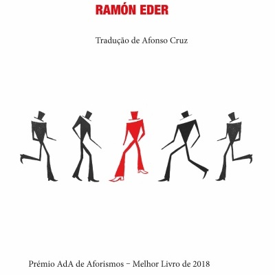 Capa de livro com título em português, nome do autor, tradução e ilustração minimalista de figuras estilizadas