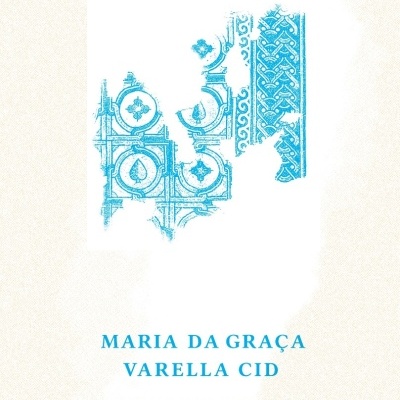 Capa de livro com padrão azul e texto em fundo branco