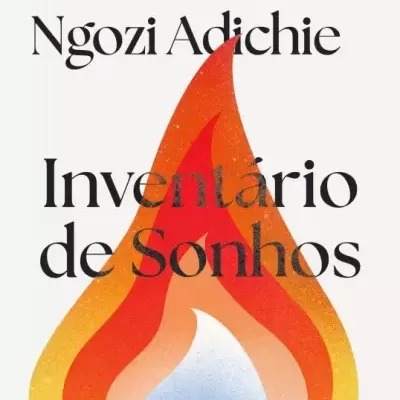 Capa de livro com título Inventário de Sonhos e ilustração de chama colorida