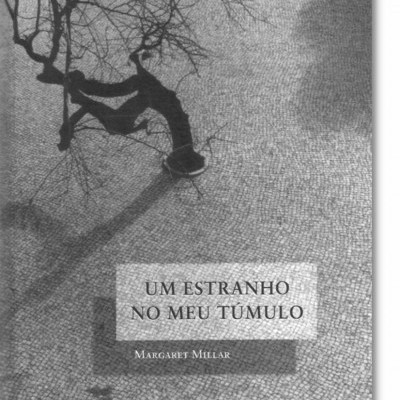 Capa de livro com título e sombra de árvore num chão pedras cinzentas.