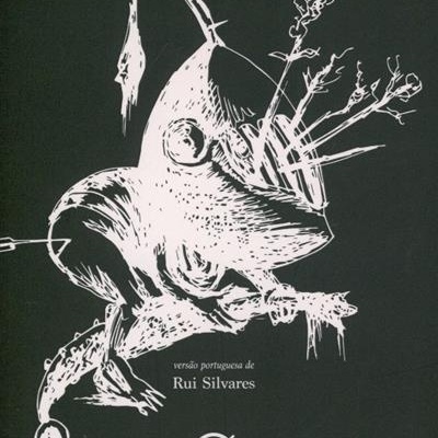 Capa de livro Rei Ubu com ilustração preta e branca