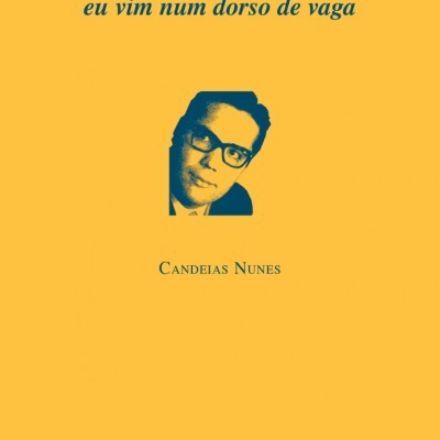 Capa de livro amarela com texto azul e imagem de rosto de homem de óculos