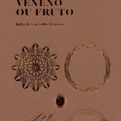 Capa castanha de livro com texto e desenhos geométricos em preto e castanho