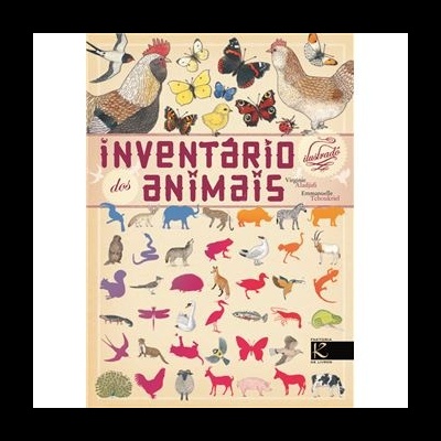 Capa de livro com ilustrações de animais e texto 'INVENTÁRIO dos ANIMAIS'