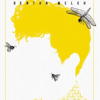 Capa de livro na juventude está o prazer com ilustração de cabeça amarela, abelhas, libélula e padrão geométrico amarelo