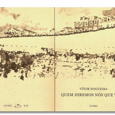 Capa do livro QUEM DIREMOS NÓS QUE VIVA? de Vítor Nogueira com fundo amarelado e padrão pictórico.