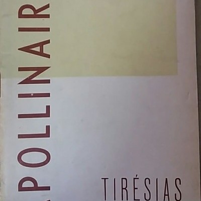Capa de livro APOLLINAIRE TIRÉSIAS com design simples e tipografia destacada