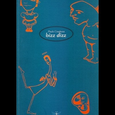 Capa de livro azul com texto e ilustrações em laranja