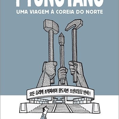 Capa de livro Pyongyang com monumento e figura humana