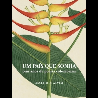 Capa de livro com flor helicônia e texto em português