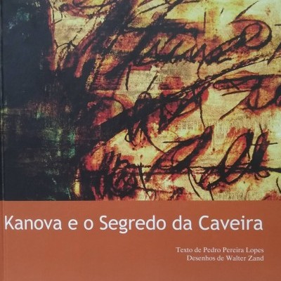 Capa de livro Kanova e o Segredo da Caveira com padrão abstrato