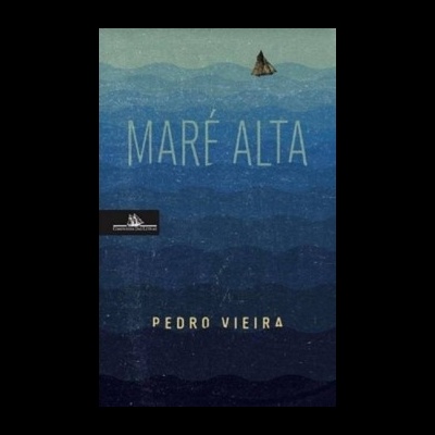 Capa de livro 'MARÉ ALTA' com ondas azuis e texto em letras claras.