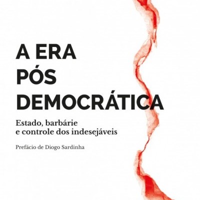 Capa branca de livro com título e faixa vermelha irregular na lateral