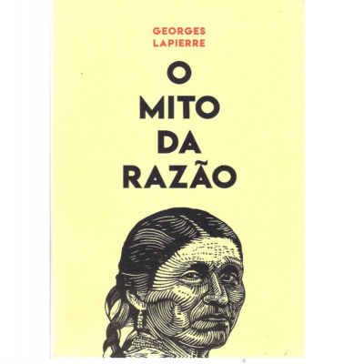 Capa de livro 'O Mito da Razão' com ilustração a preto de mulher com trança