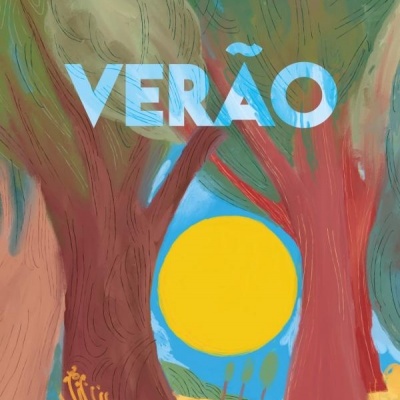 Capa do livro 'Verão' de Ali Smith com ilustração colorida e sol amarelo