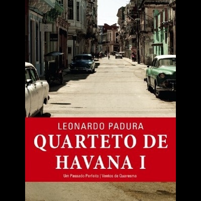 Capa de livro com título QUARTETO DE HAVANA I e imagem de rua antiga com carros clássicos