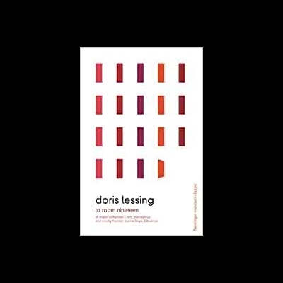 Capa do livro 'to room nineteen' de Doris Lessing com barras verticais coloridas em vermelho e laranja