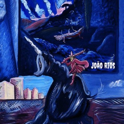 Capa de álbum azul com figura estilizada e texto em branco