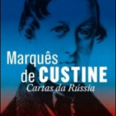 Capa de livro Marquês de Custine Cartas da Rússia com retrato azul e vermelho