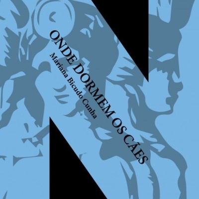 Capa de livro azul claro com letras e ilustrações em azul escuro e preto