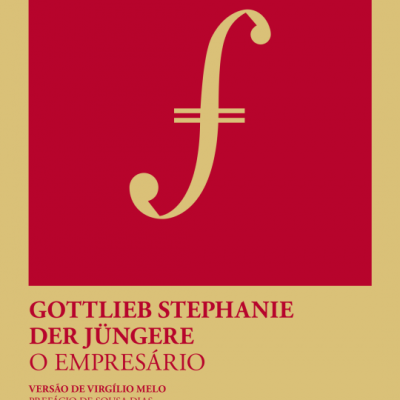 Capa de livro com símbolo musical e texto em vermelho sobre fundo amarelo
