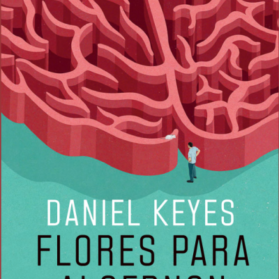 Capa do livro Flores para Algernon com labirinto vermelho e figura humana