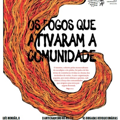 Capa da revista 'JAZZPA!' com ilustração de fogo e textos sobre ativismo comunitário
