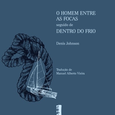 Capa de livro azul com corda e barco à vela e texto em branco