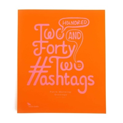 Capa de livro laranja com texto cor-de-rosa e pequenos detalhes desenhados