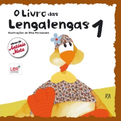 Capa do livro 'O Livro das Lengalengas 1' com ilustração de um pato vestido com roupa floral.